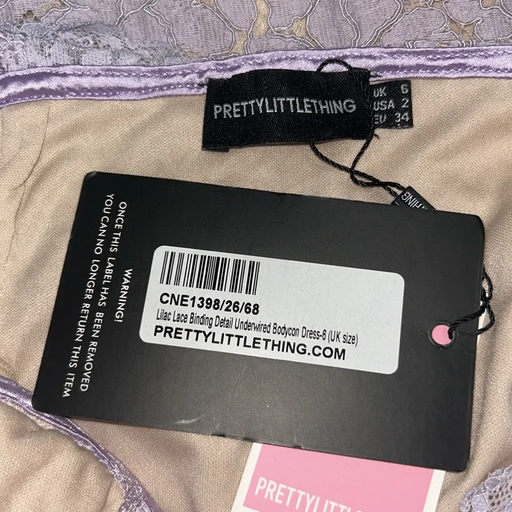 LILAC LACE BINDING DETAIL UNDERWIRED BODYCON DRESS Size 2 - Image 5