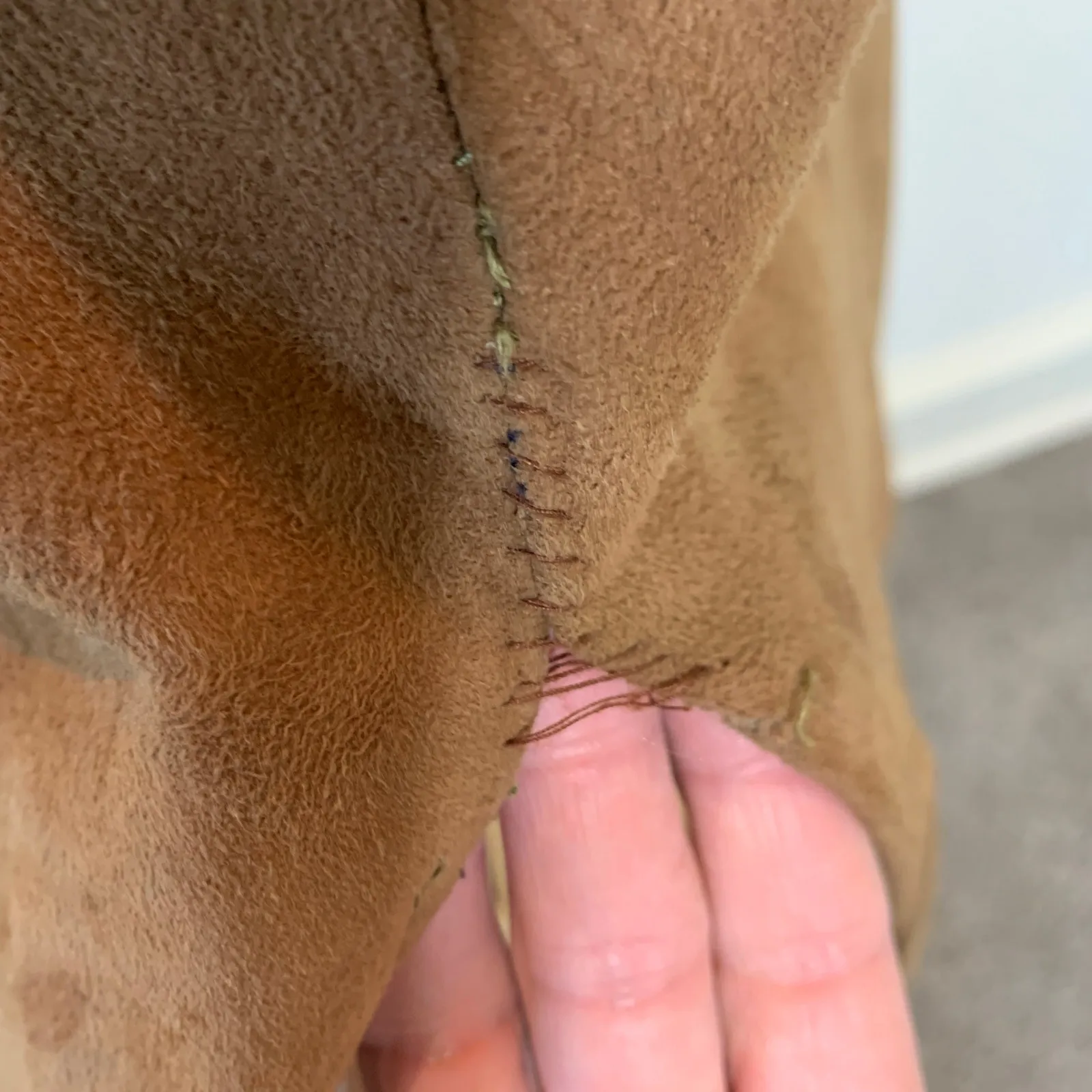 50s 60s Suede Fur Collar Tan Coat Size Medium - Image 15