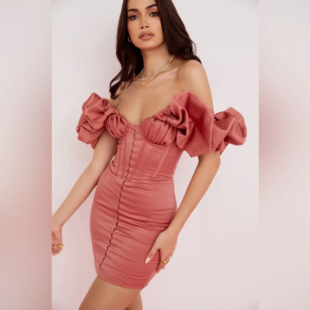 NWT Annabelle Rose Pink Satin Ruffle Strapless Mini Dress Size M - Image 5