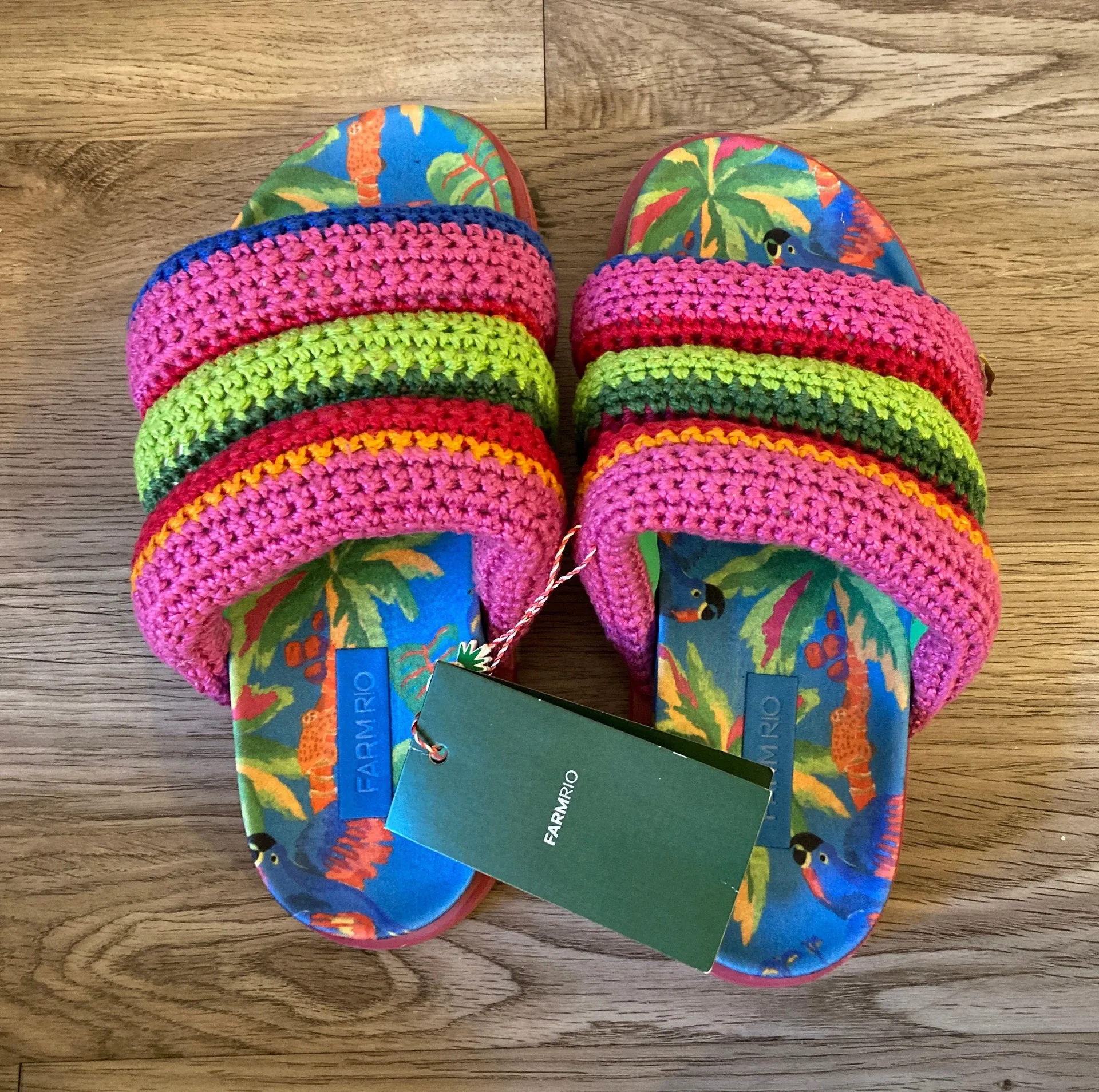 Blue Macaw Crochet Anatomic Platform Slide Sandal Size 8 NWT - Image 5