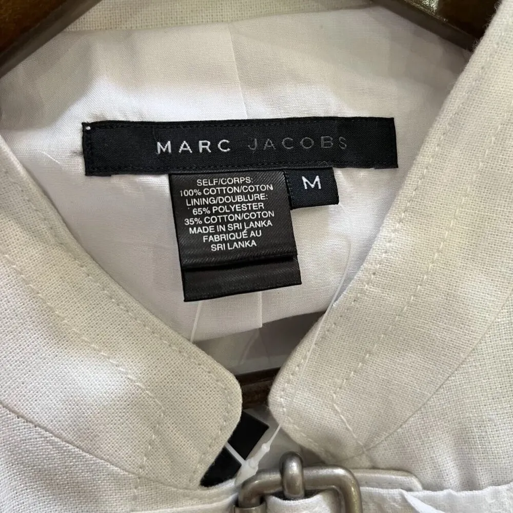 NWT Marc Jacobs Trench Jacket Cotton Lined Pockets Coat Size M White - Image 5