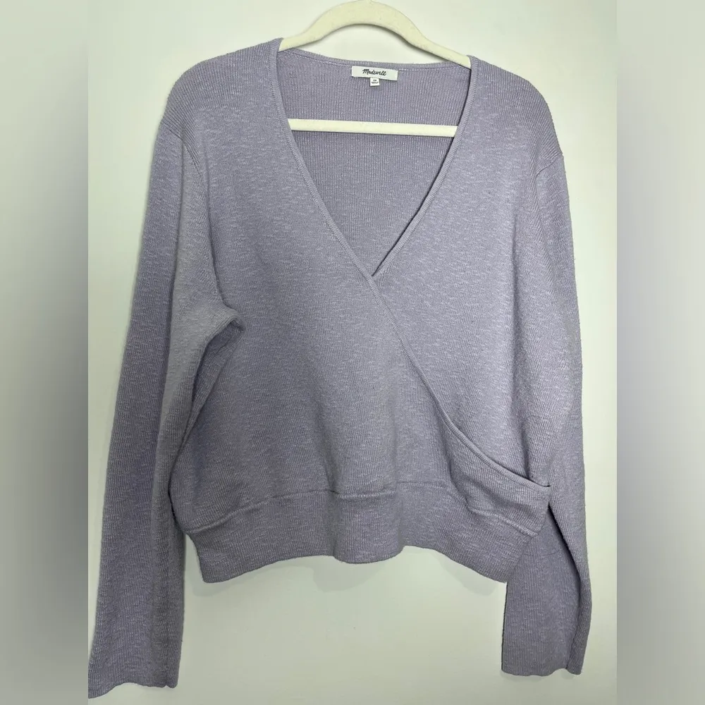 Madewell Women's Lavender Wrap-Front Light Weight Pull Over Sweater Size 2X - Image 10