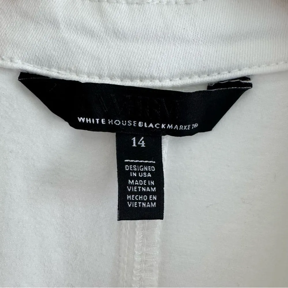 WHBM White House Black Market Denim Halter Sheath Dress in White Size 14 - Image 9