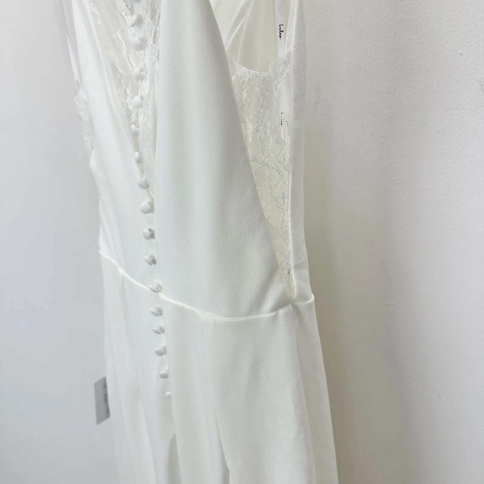 Lulus Extraordinary Romance White Button Back Mermaid Maxi Dress Formal S NWT - Image 10