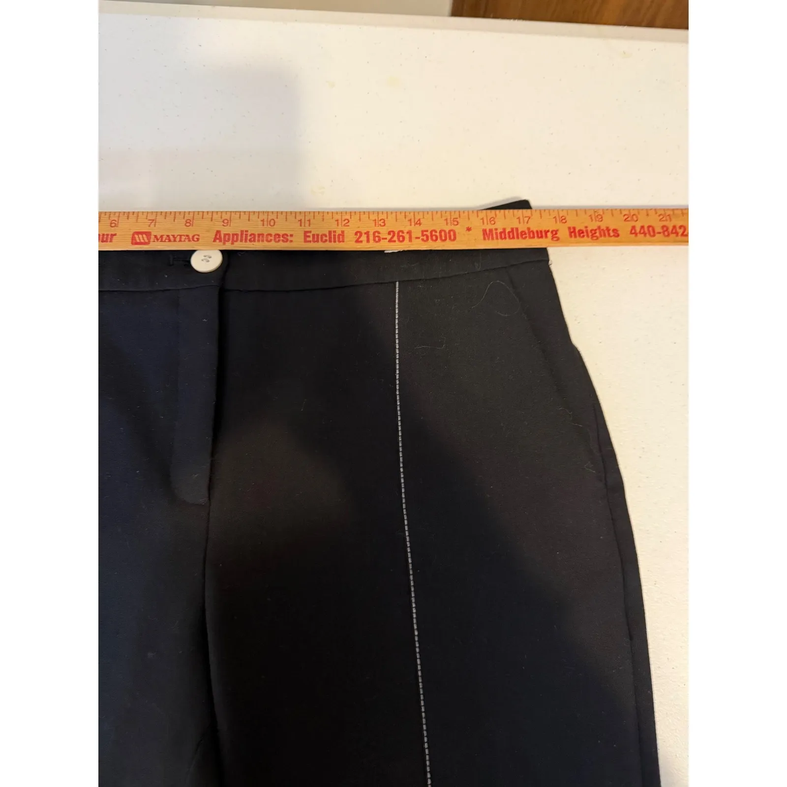 ME+EM Black Cropped Pants Women UK14 US10/12 Contrast Stitch Stretch Ankle Pant - Image 7