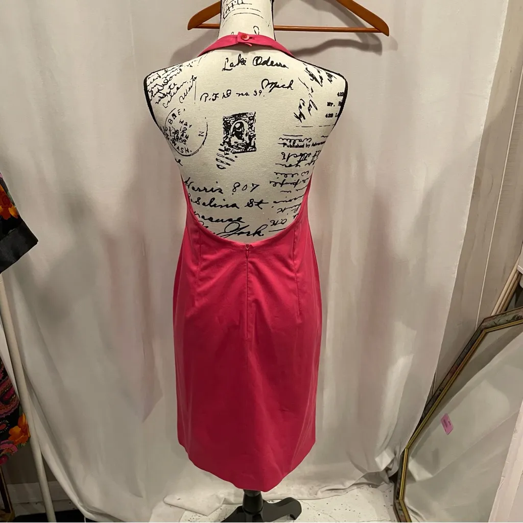 Beautiful MaxMara bublegum pink peek a boo halter luxury dress cotton open back - Image 9