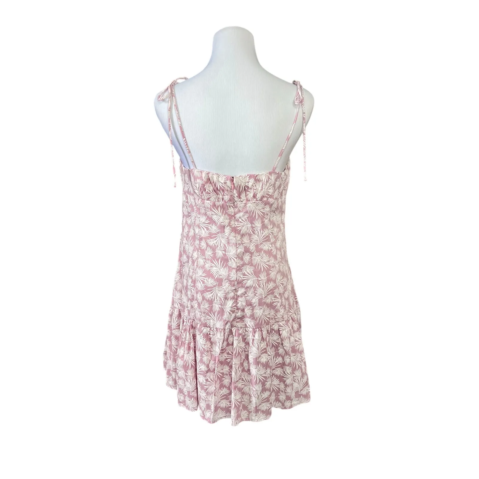 Lulu's Sunny Tropics Mauve Pink Palm‎ Tie Straps Mini Dress Sundress MEDIUM NWT - Image 8