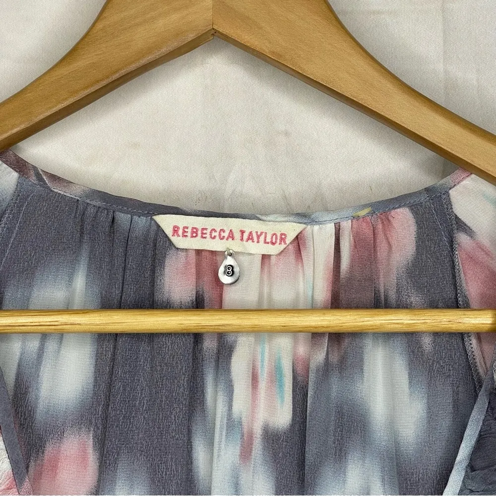 Rebecca Taylor • Mini Dress • Floral • 8 • Long Sleeve • 100% Silk • Distressed - Image 9