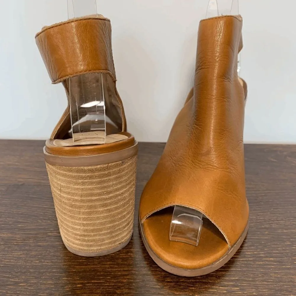 Sole Society Women's Peep Toe Bootie Heeled Sandals Ankle Strap Brown Size 8.5M - Image 4