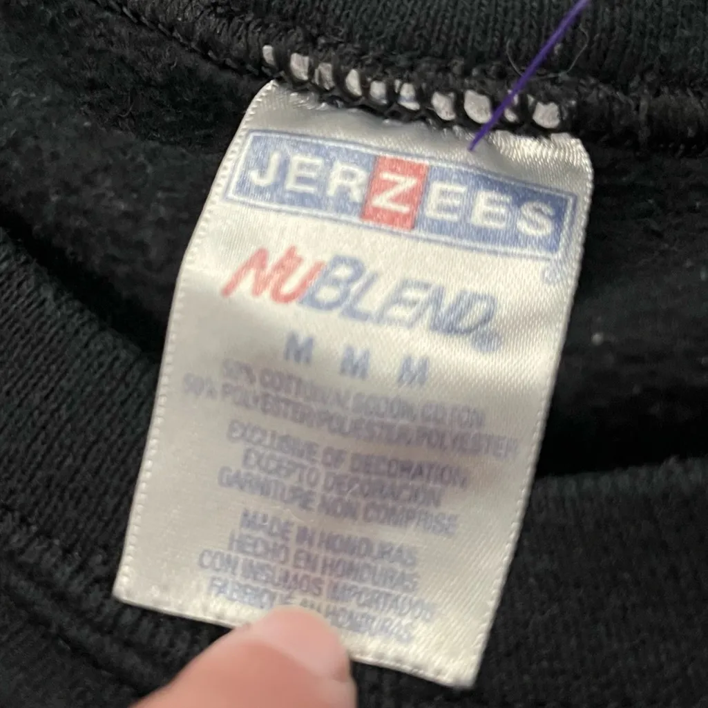 Jerzees Christmas Graphic Sweatshirt Santa Claws Cat Holiday Print Black M - Image 7