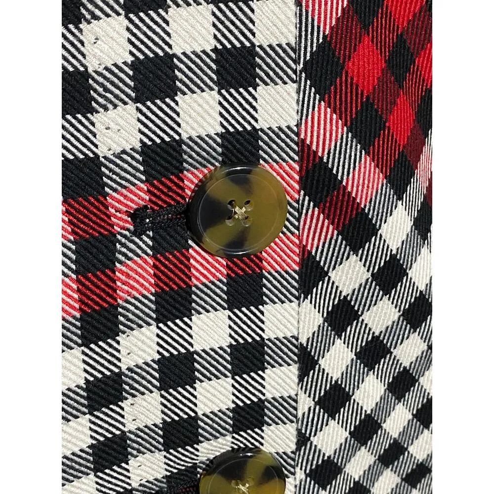 Who What Wear Wrap Button Skirt Asymmetrical Plaid Black Red Womens 4 Stretch - Image 2