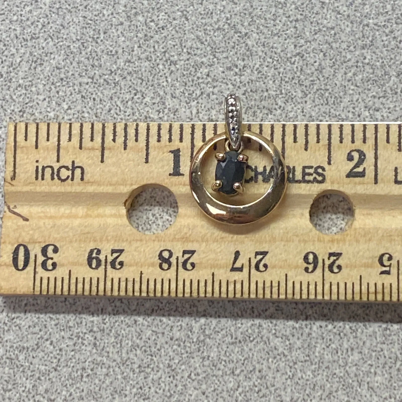 Gold Blue Sapphire Diamond Halo Circle Pendant Necklace Charm 925 Minimalist - Image 6