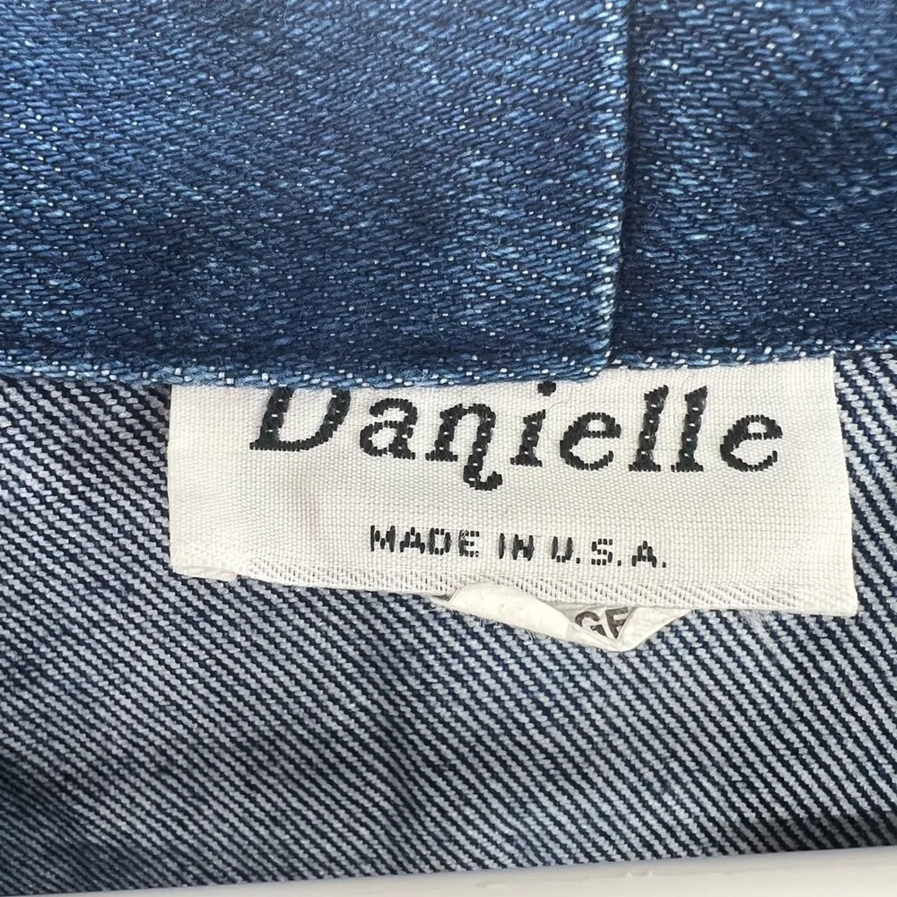 Danielle made in USA denim blazer jacket gold detail gems 80s large retro jean Blue - Image 7