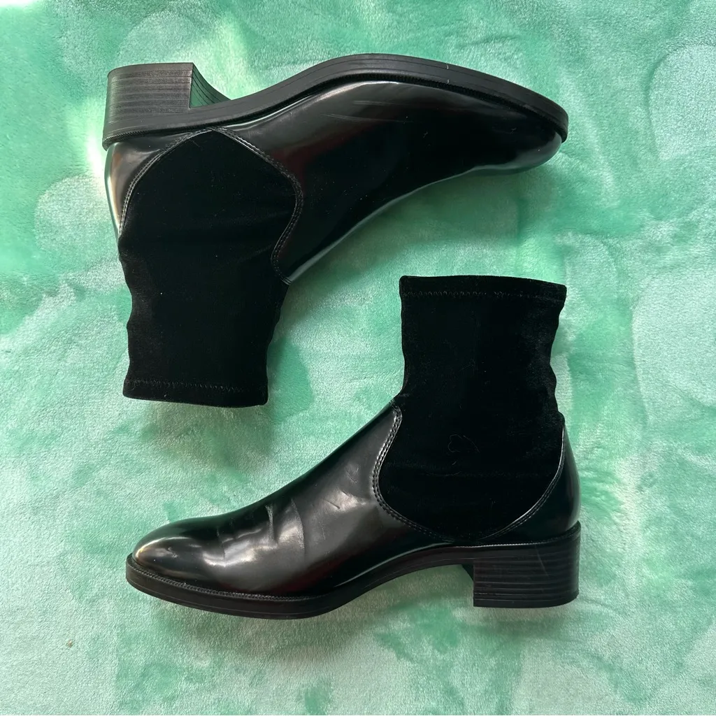 Zara Basic Collection Contrast Velvet Ankle Boots in Black Size EU 40 - Image 3