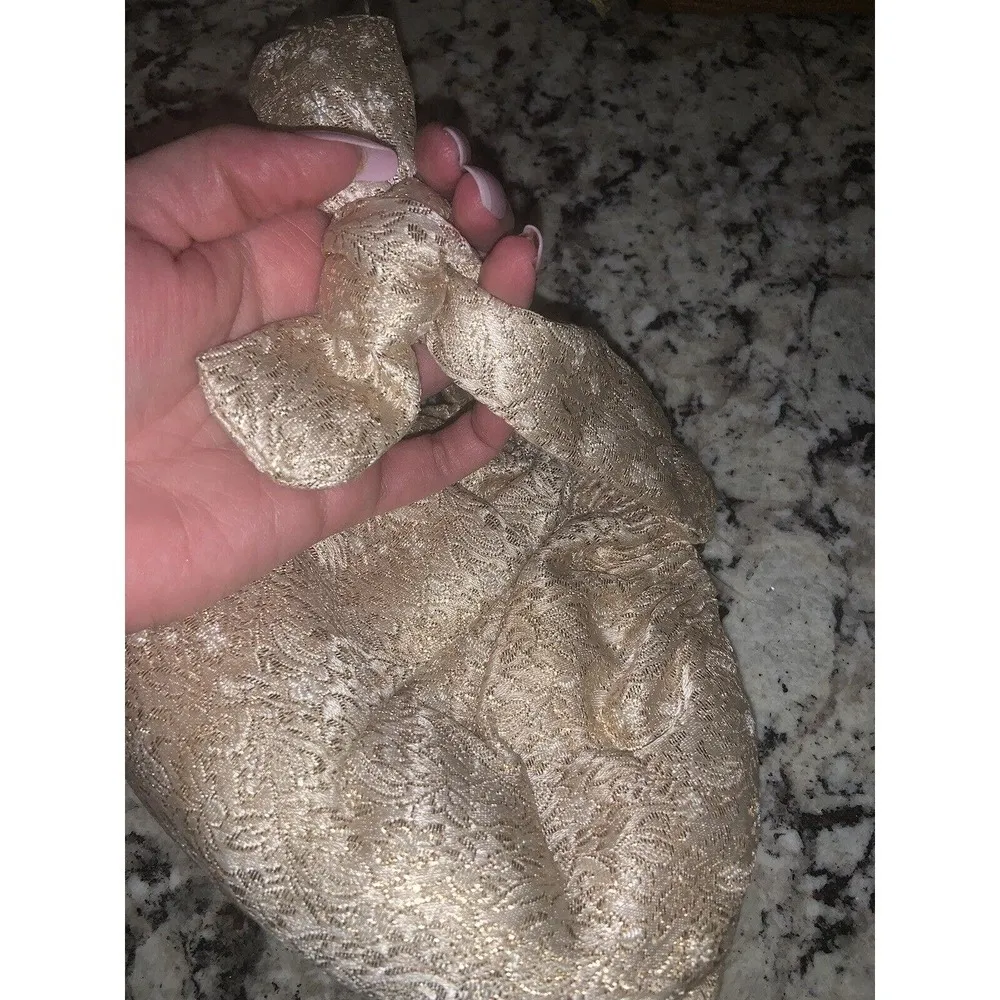 Claire Paris / New York Brocade Mini Vintage Bow Purse Handmade holiday glam Gold - Image 5