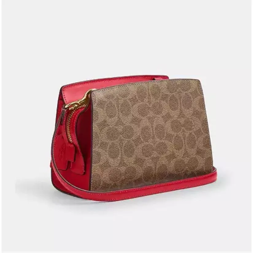 🔥🎁NWT! Coach Gia Crossbody Bag In Sig Canvas Tan/Carnation CCK77 Msrp: $298.00 - Image 7