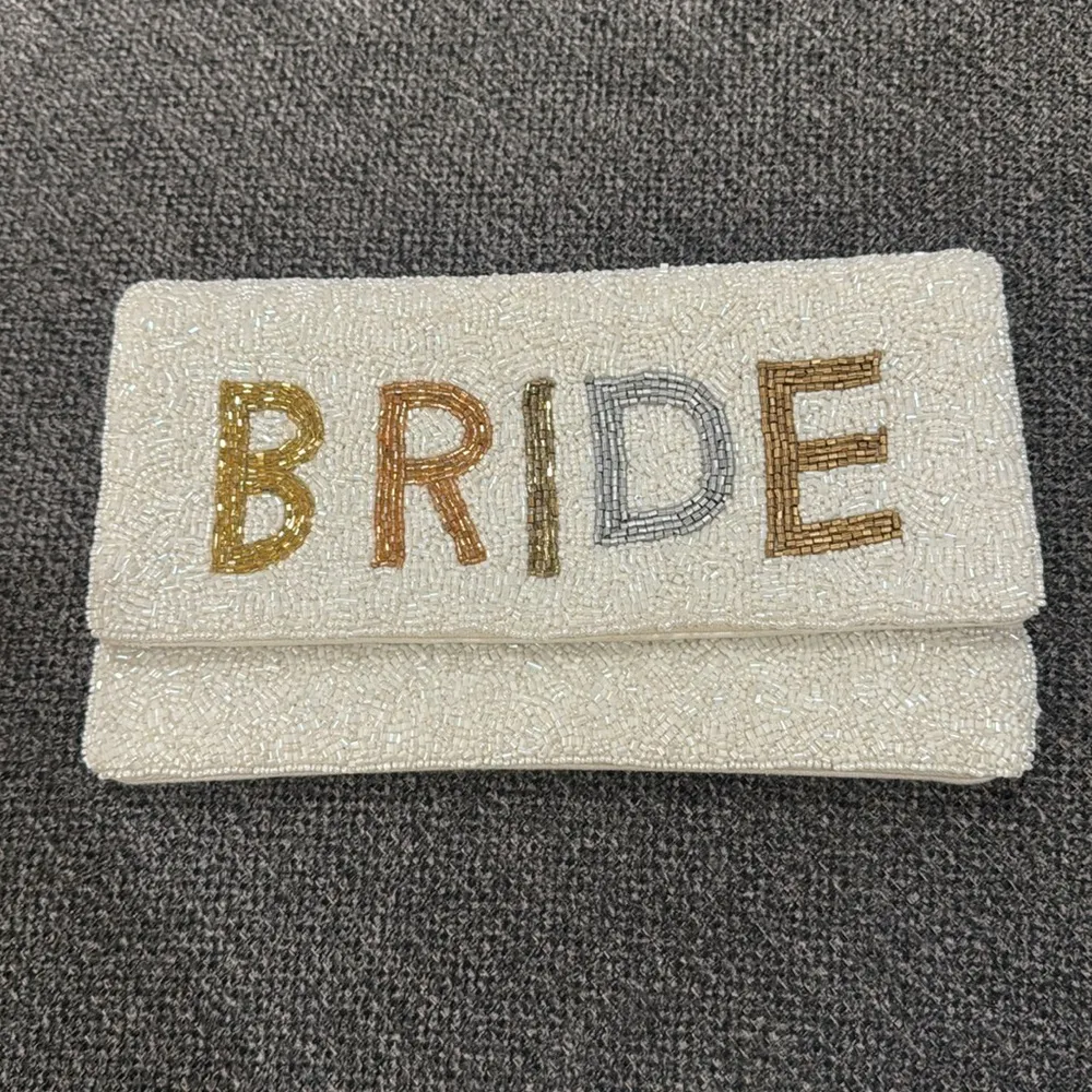 Bride Multicolor Beaded Clutch White - Image 4