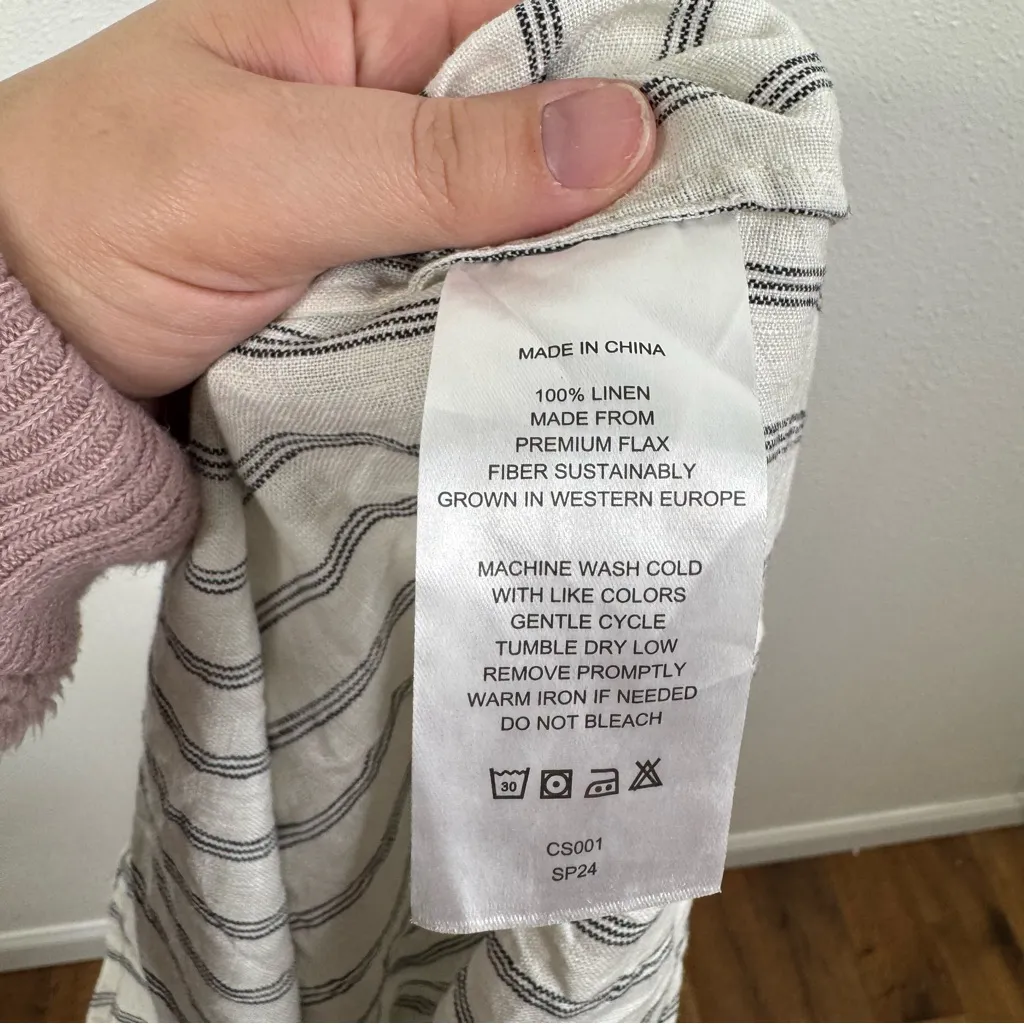 Quince Linen Striped Tank Top Size Small - Image 4