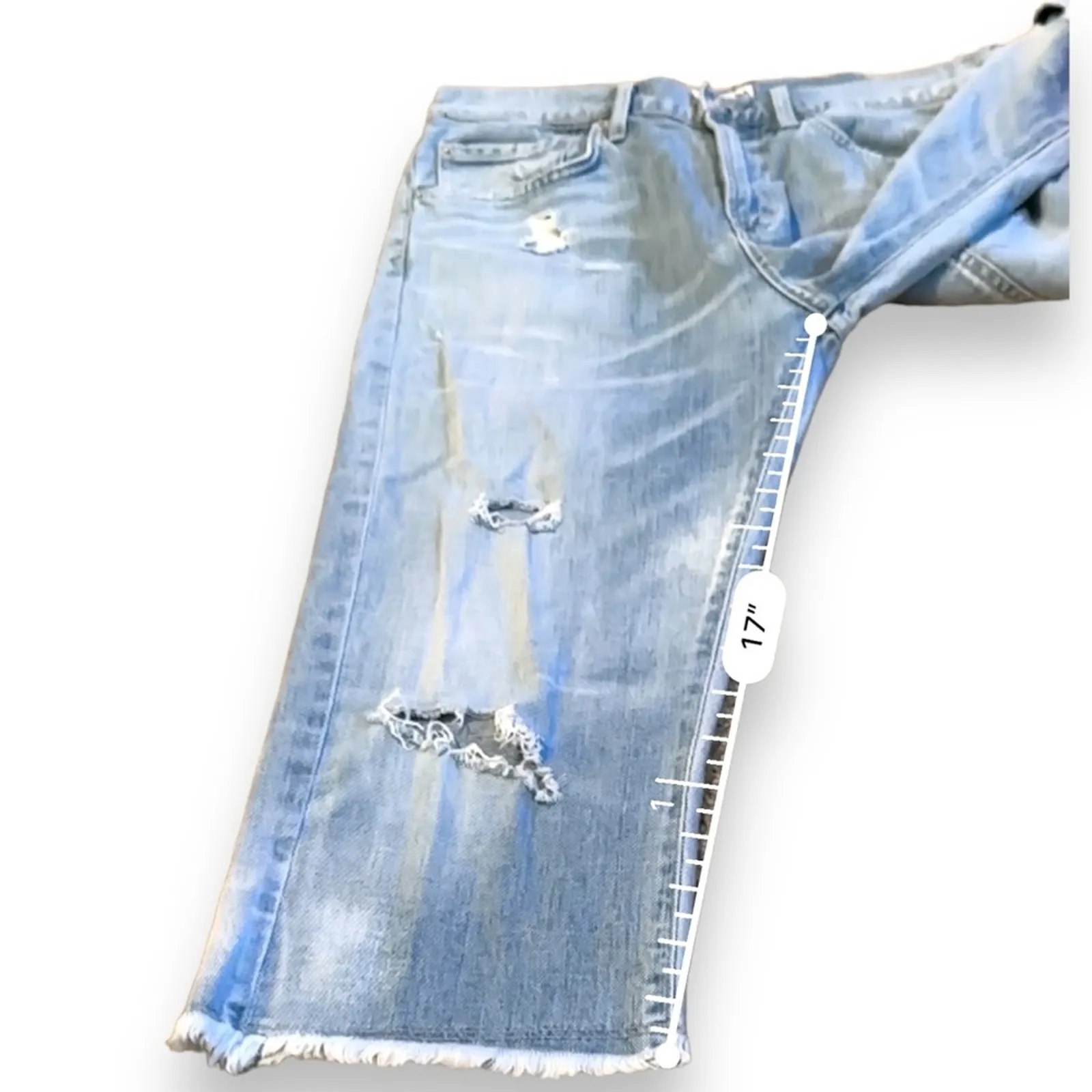 AGOLDE Dakota Distressed Relaxed Boyfriend‎ Capri Relaxed Skater Shorts Sz 28 - Image 13