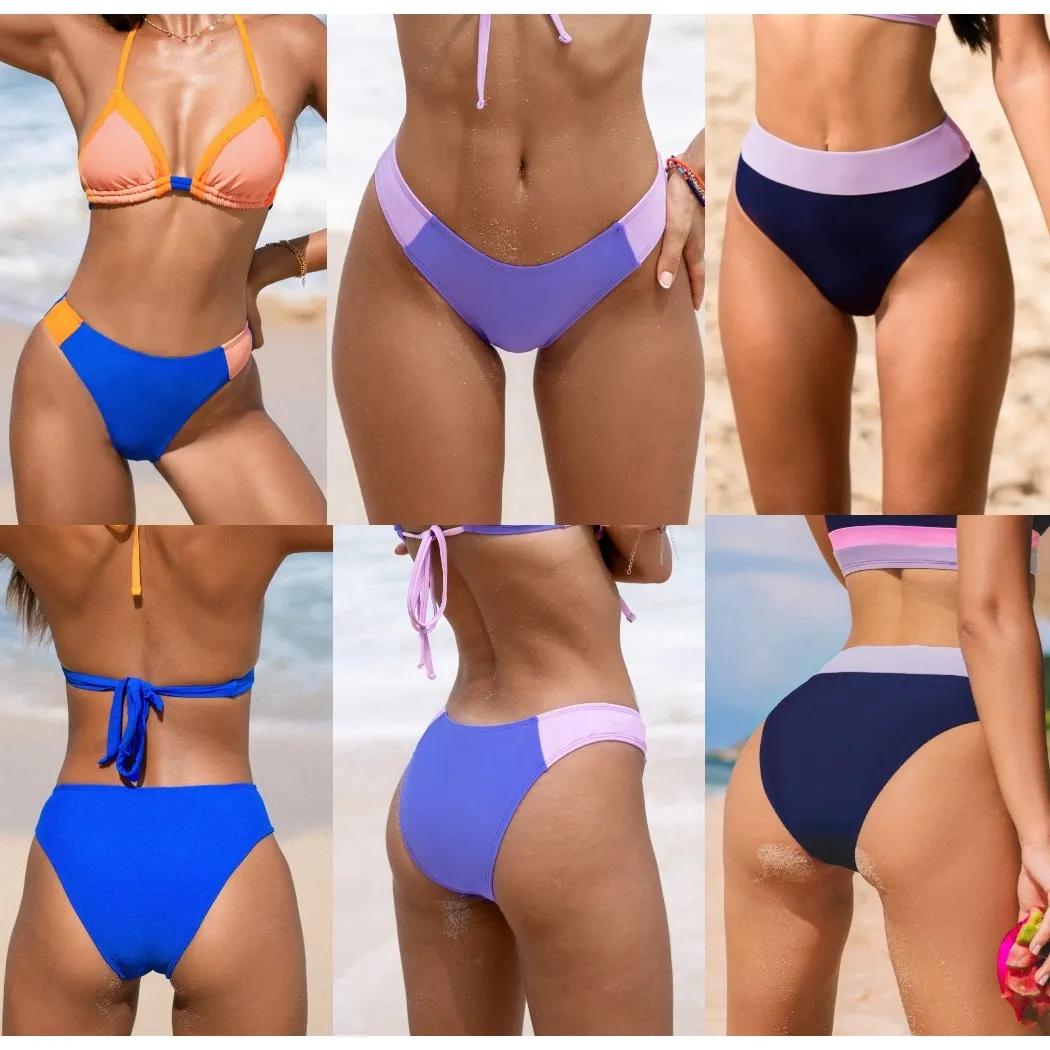 NWT Cupshe LOT Of 2 Bikini Bottoms - Colorblock Mid & Hi Rise Bikini Bundle Sz S - Image 7