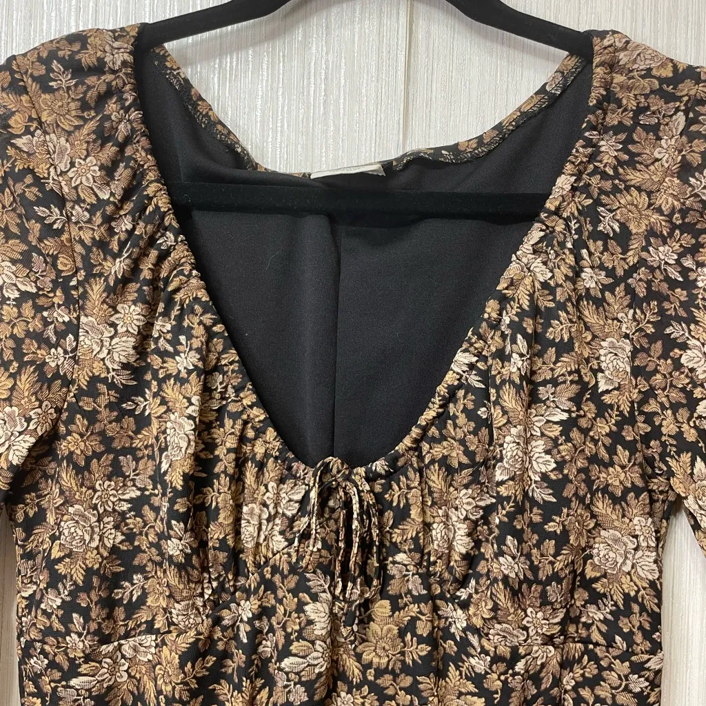 Wet Seal Floral Mesh Midi Dress Size M – Vintage Y2K Style with Ruffle Sleeves - Image 4