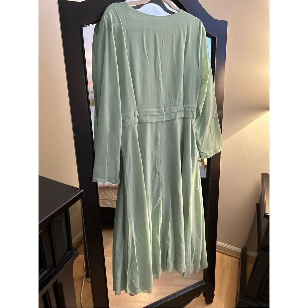 NEW LAI MENG Chiffon Formal Dress Midi 14/16 Green - Image 2