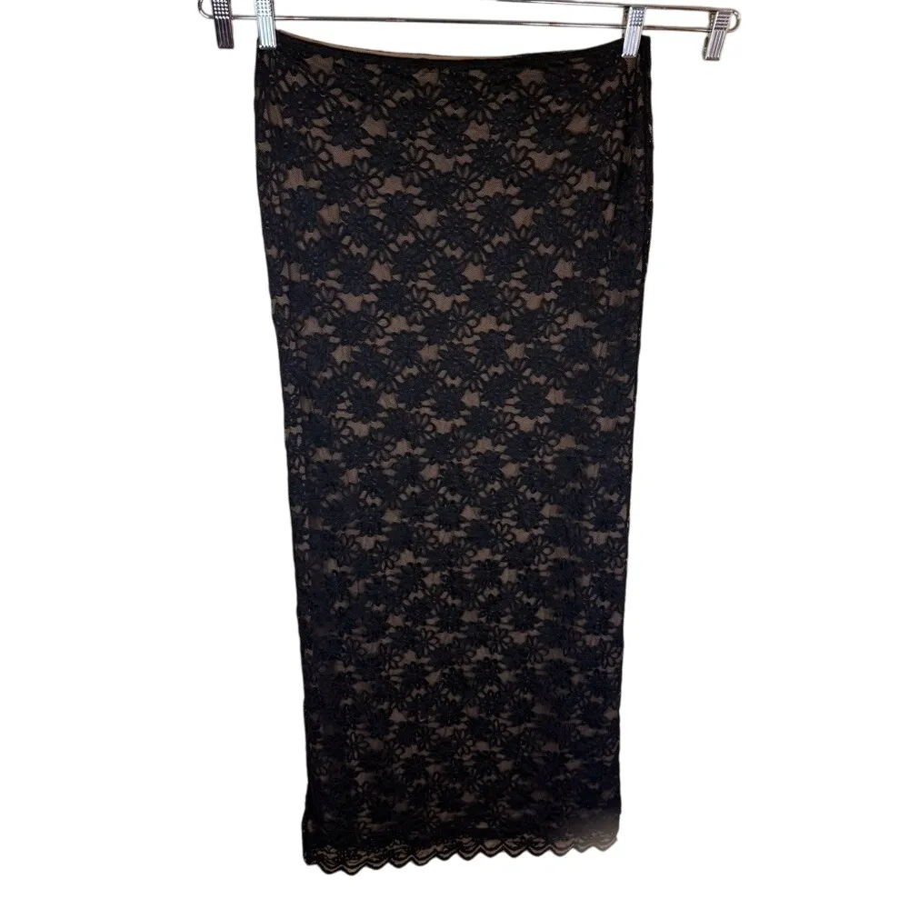 Meshki ELSKA Lace Maxi Skirt Size XL Pull On Formal Wear Black Lined Comfy - Image 3