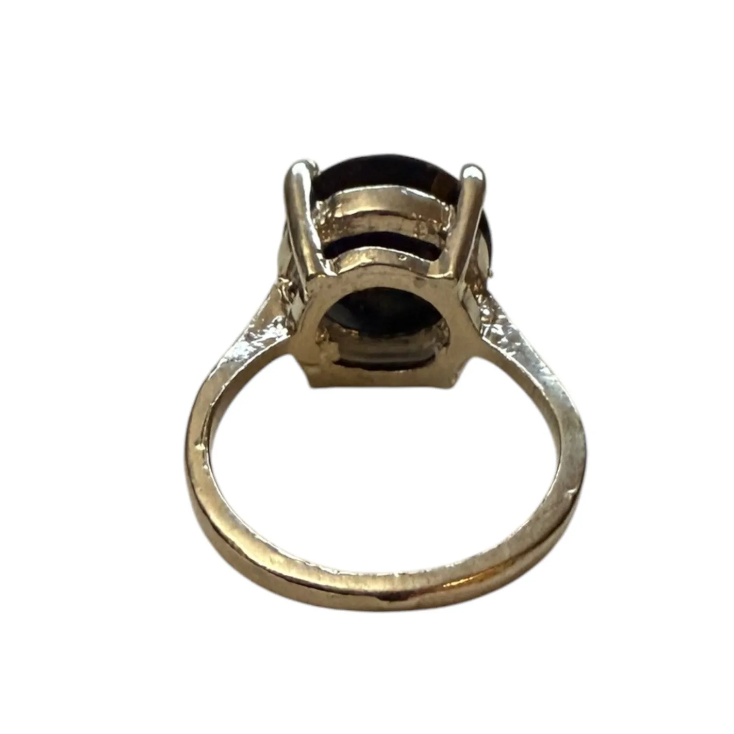 Black Unique Solitaire Stone Silver Ring Size 6 - Image 4