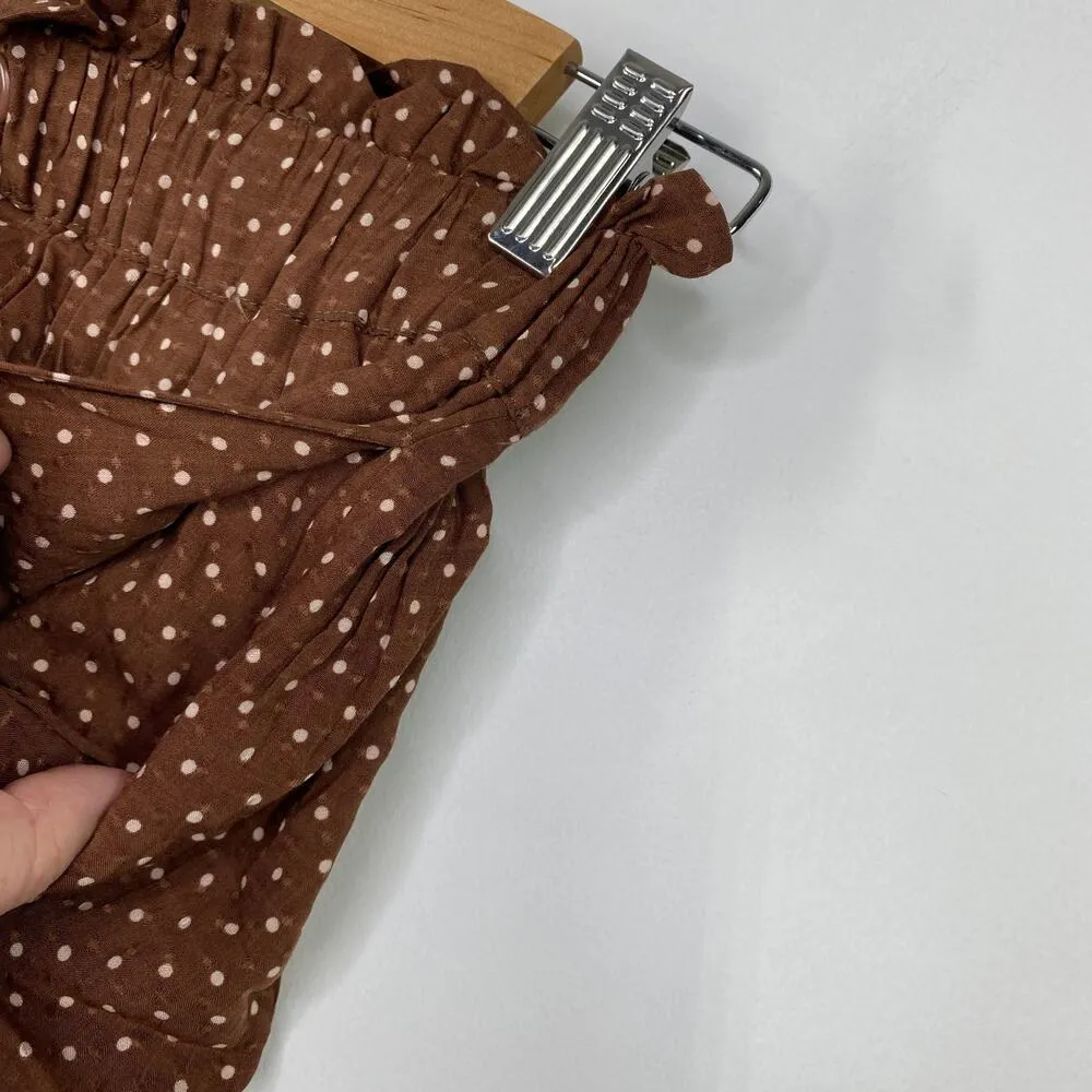 Auguste Brown White Collins Chloe Polka Dot High Rise Shorts Women's Size 4 NWT - Image 6