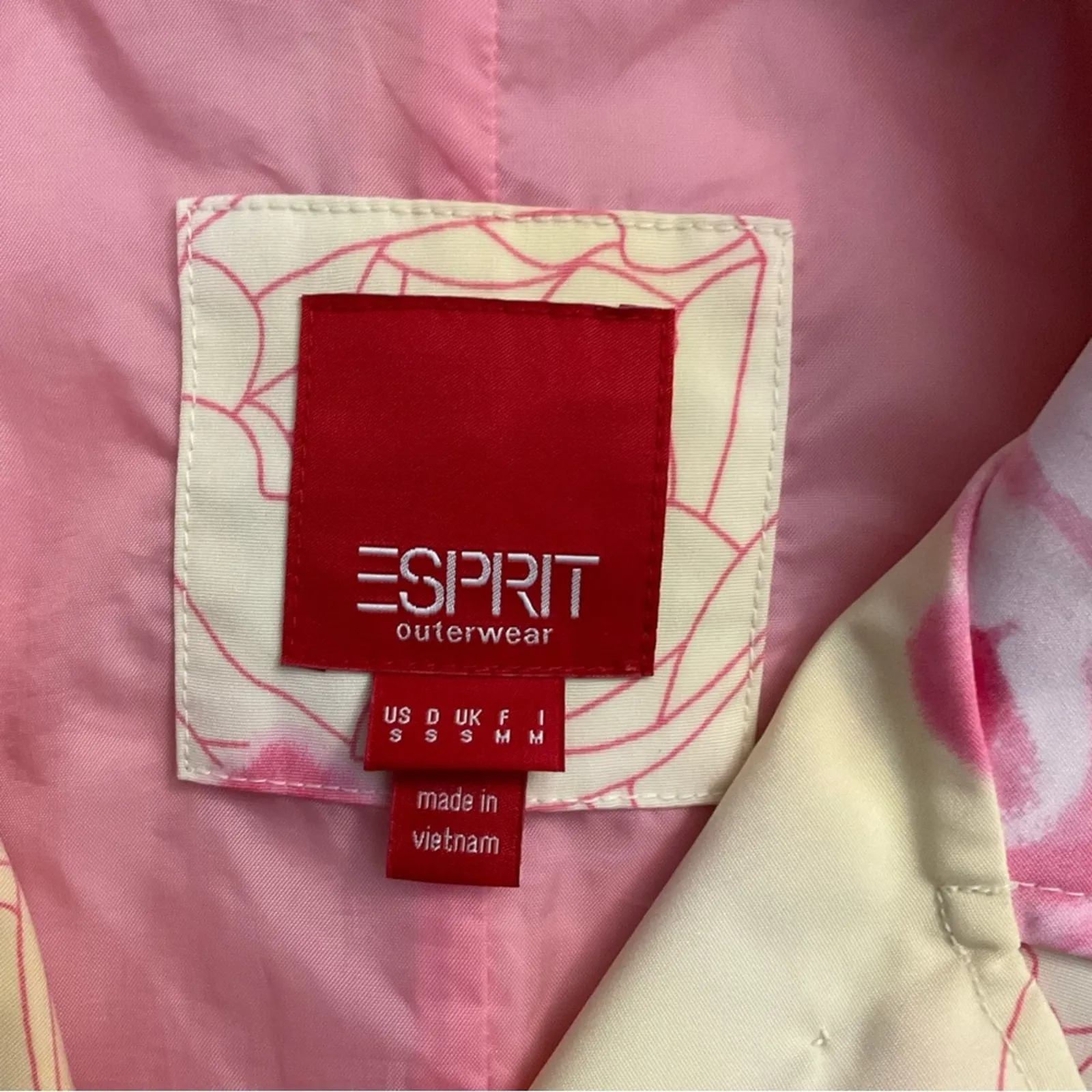 Esprit Rain Coat Trench in Watercolor Yellow/ Pink Floral Print  S Dopamine - Image 6