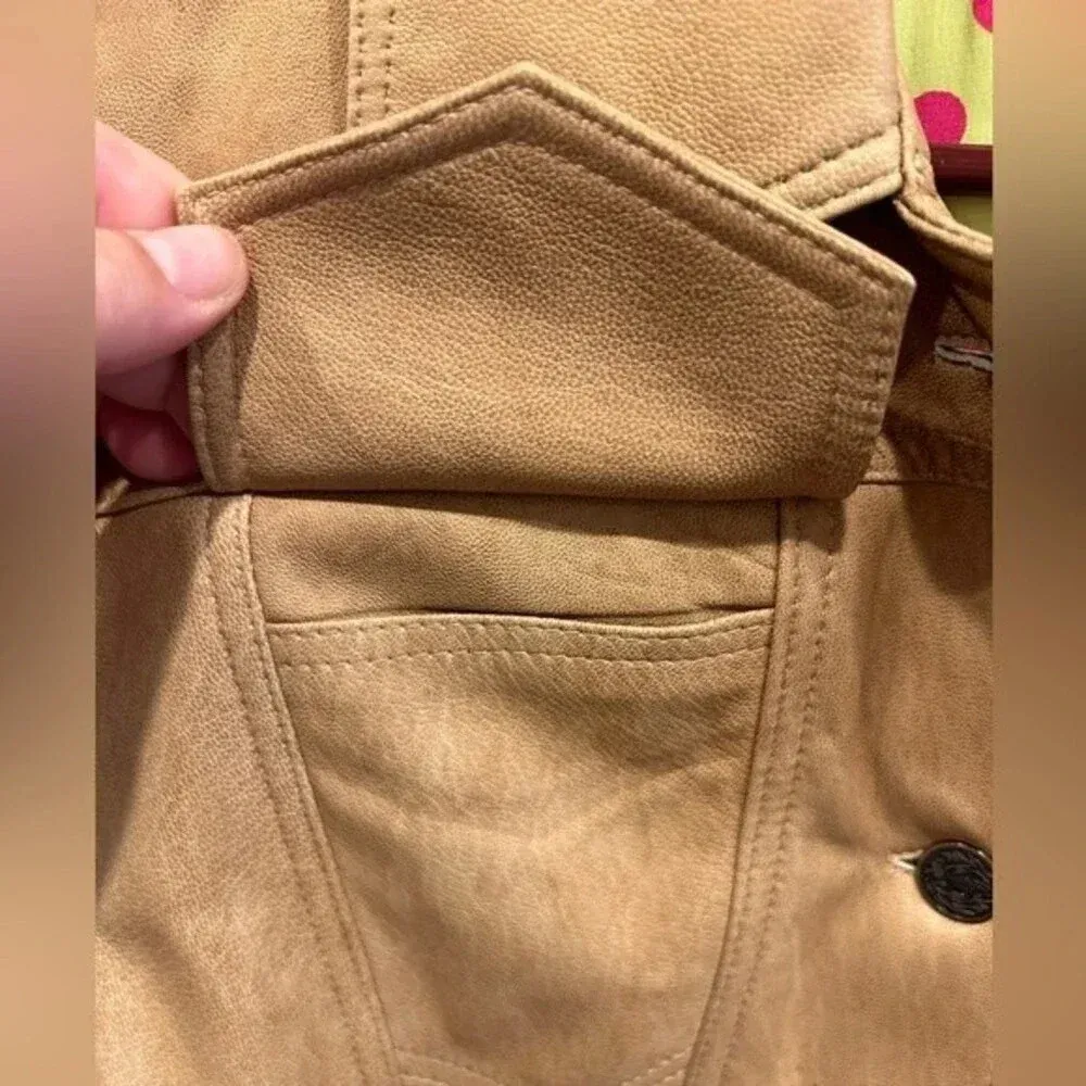Bolsa Leather‎ Jacket Tan Nude Beige size Medium Brown - Image 3