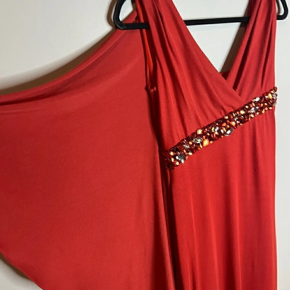 John Paul Ataker rust orange gemstone ruffle strappy gown Size 6 - Image 3