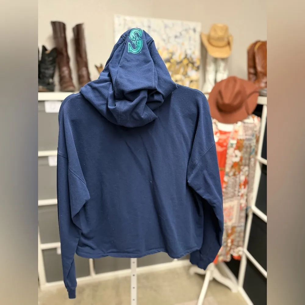 DKNY Seattle Mariners Baseball Sport Women's Zoey Crop Full-Zip Hoodie - Image 6