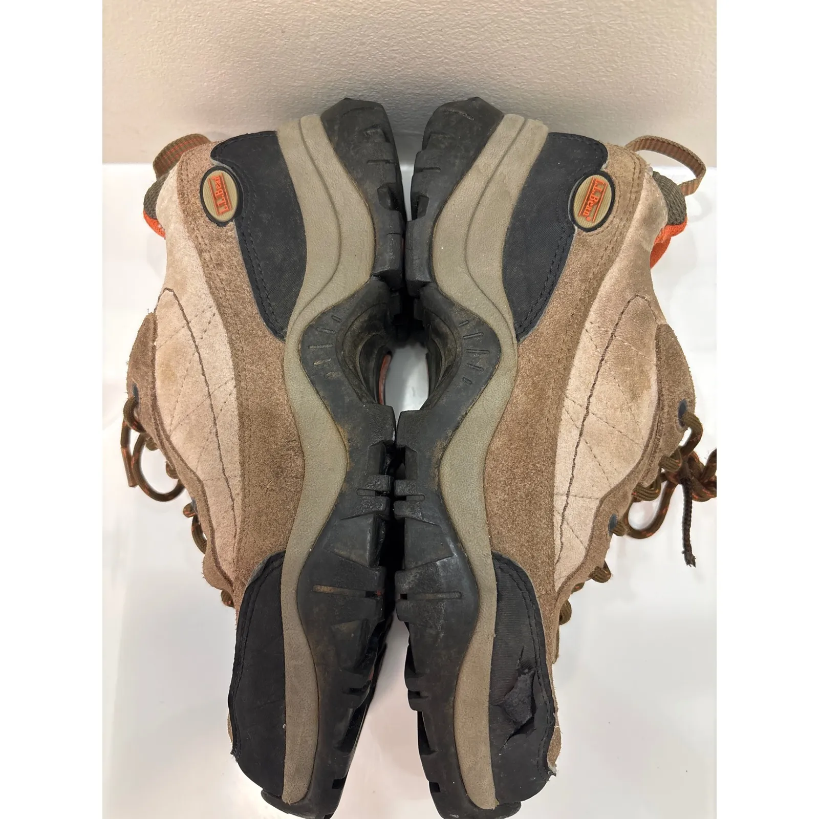 LL Bean Waterproof Hiking Trail Shoes Women's Suede Leather‎ Brown Orange - Image 4