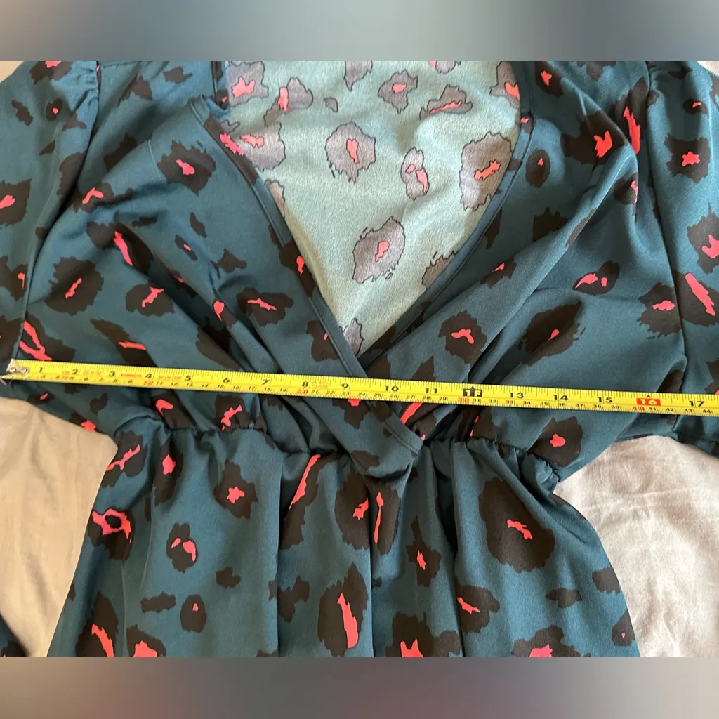 Blue Leapord Print Wrap Tunic Long Women’s Top - Image 6