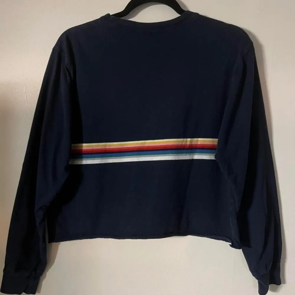 John Galt cropped navy long sleeve shirt - Image 2