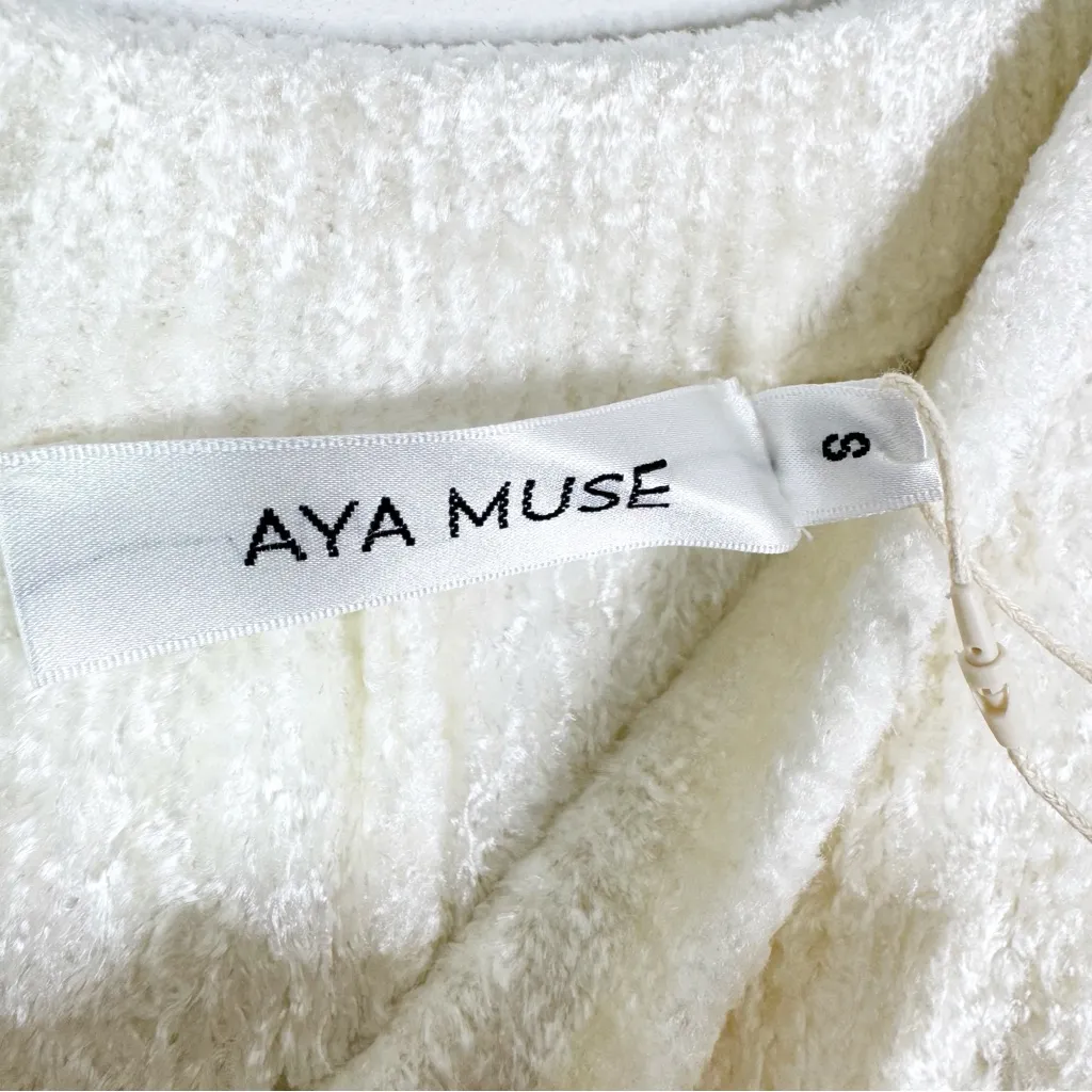 NWT Aya Muse Opal Chenille Wide Leg Pants Cream Size S - Image 8