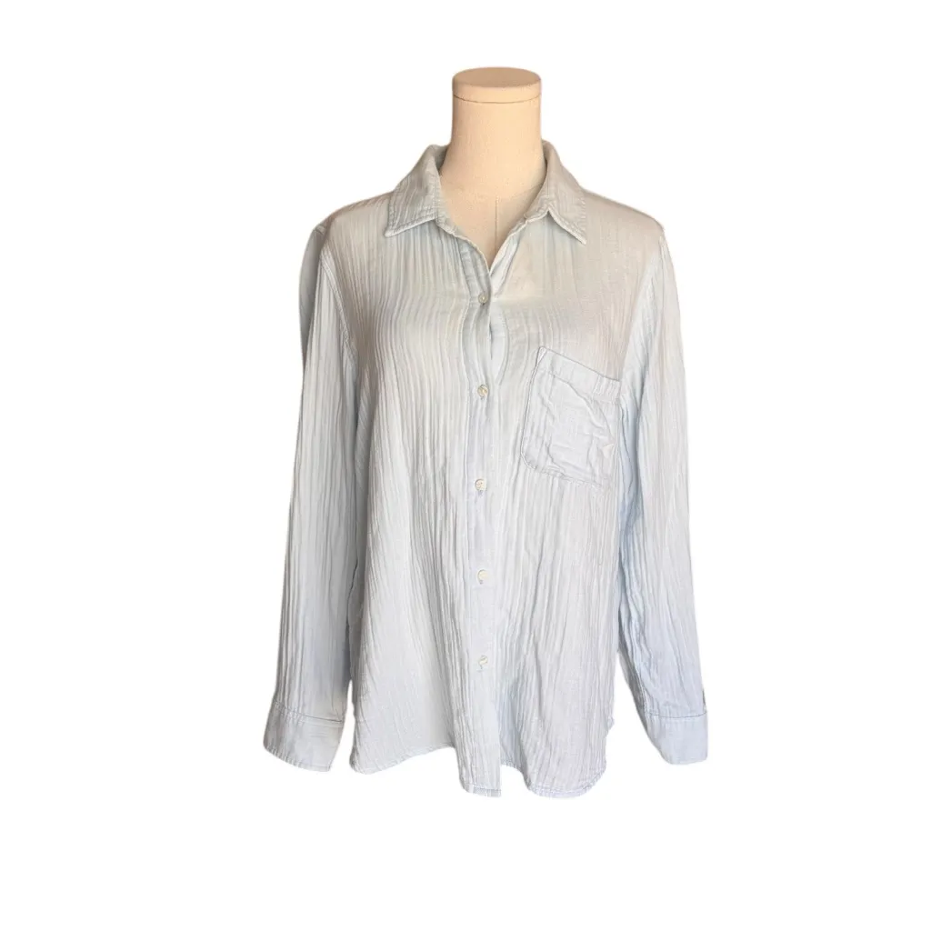 Quince - Light Blue Gauze Button-Down Shirt Sz S - Image 2