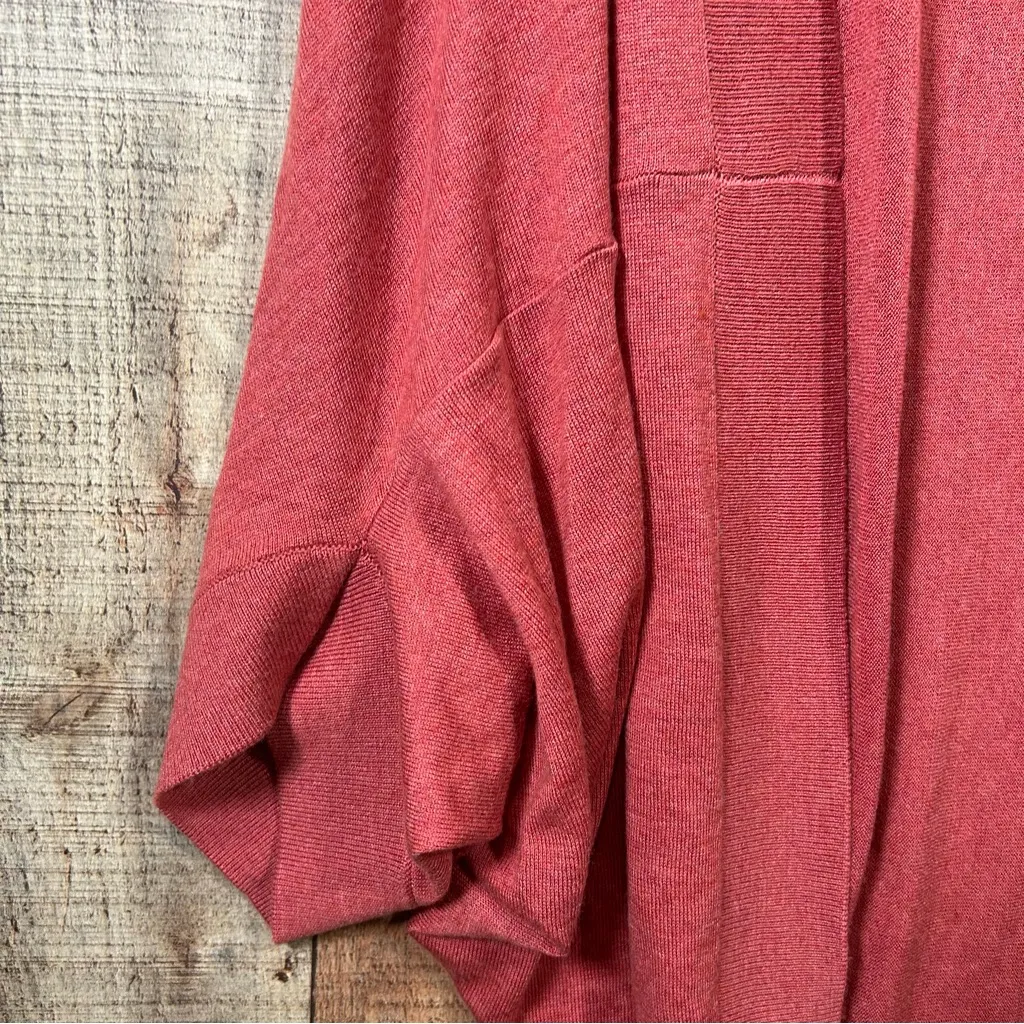 Pure Jill Merino Wool Tencel Cocoon Cardigan OS Open Front Batwing Sweater Red Size undefined - Image 3