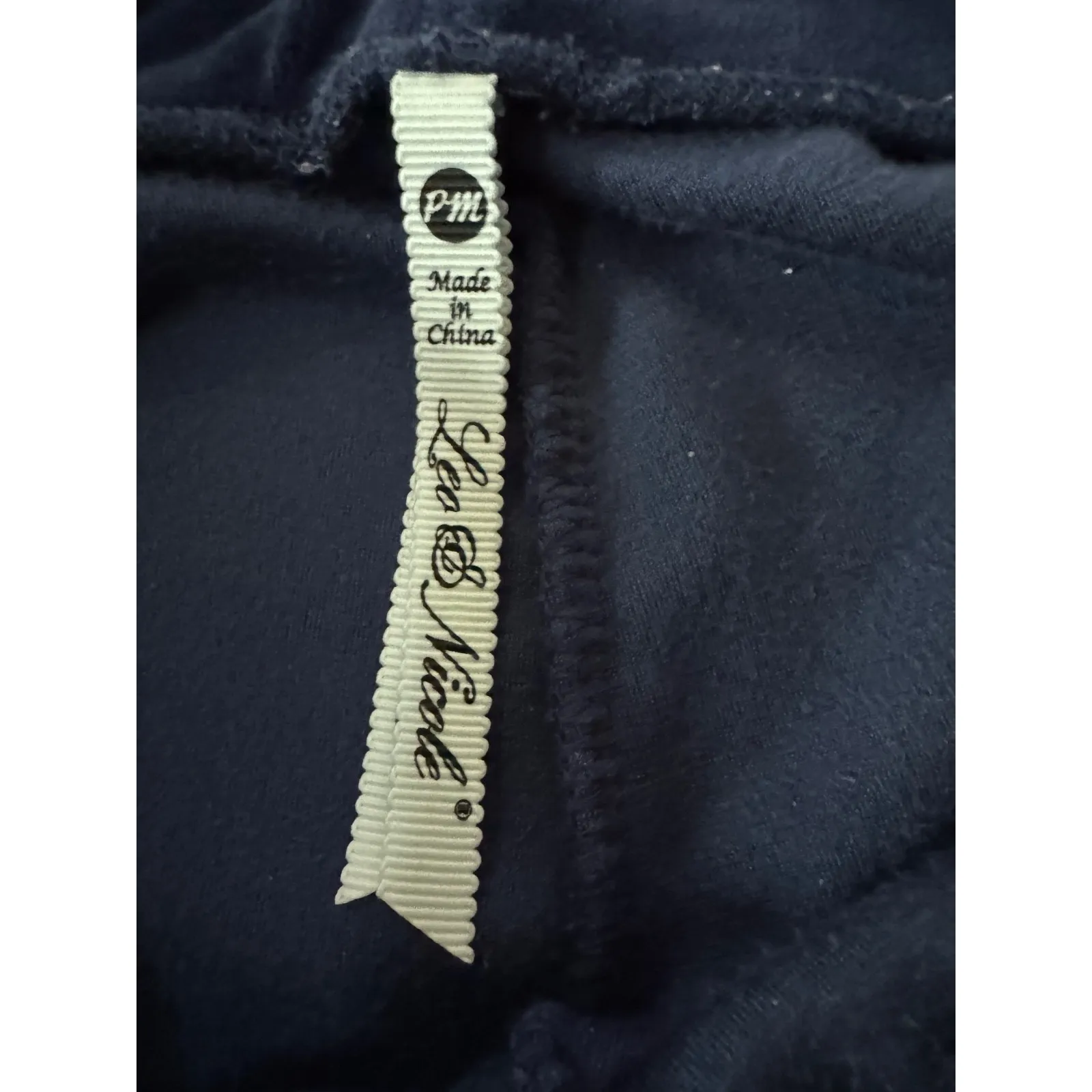 Leo & Nicole Velour Lounge Pants Navy Blue Petite Medium PM Soft Cozy Pockets - Image 3