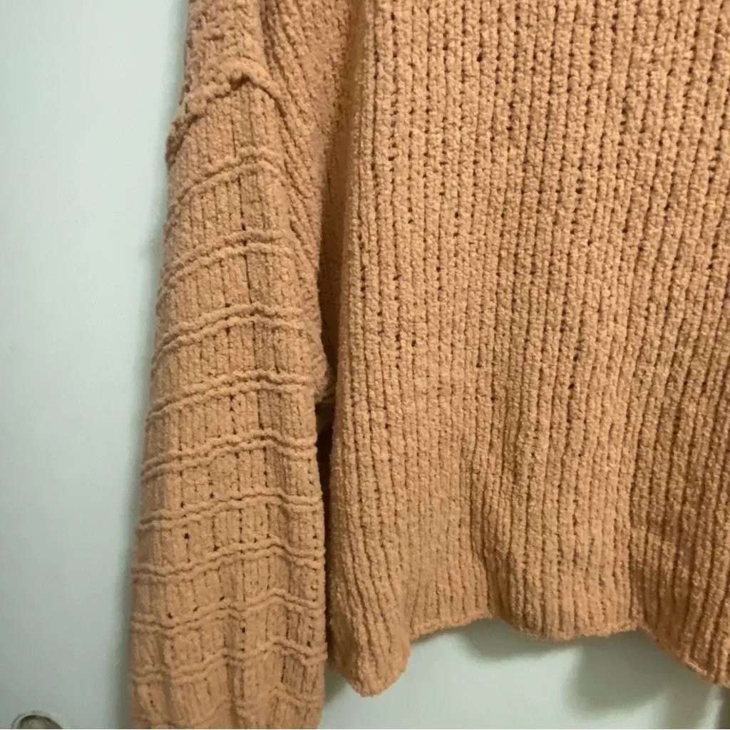 Free People Womens Be Yours Knit Sweater M 54” Oversized Caramel Brown Cowl Neck - Image 9