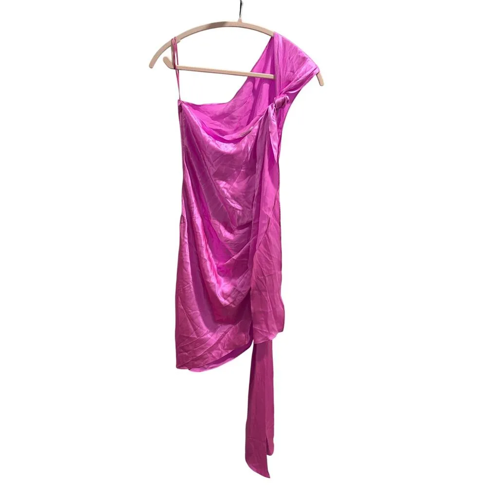 Amanda Uprichard 100% Silk Ciao Bow Detailed Asymmetric Mini Dress $422 NWOT S - Image 3