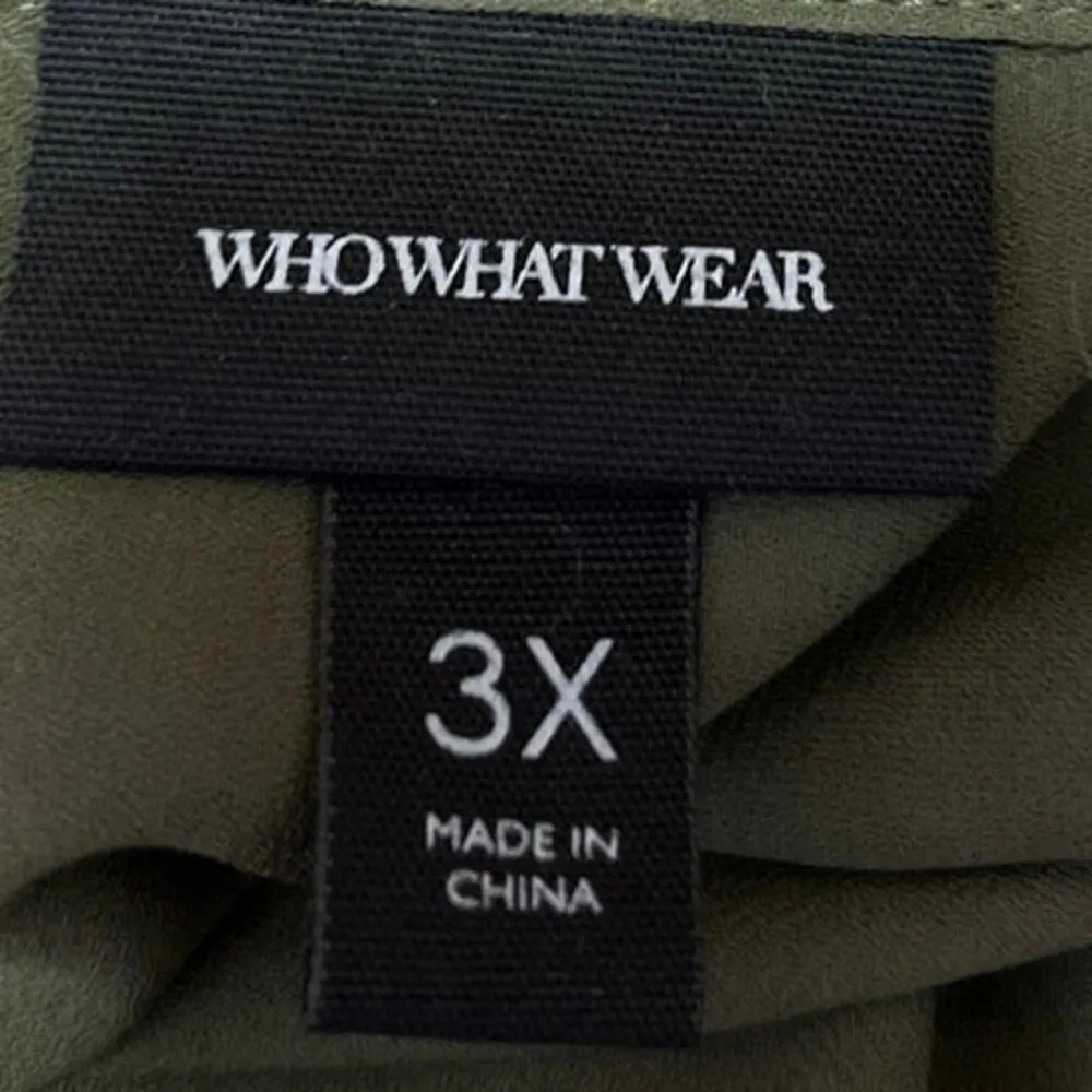 Who What Wear Women's Green Long Sleeve Pocket Collar Button Down Shirt Top 3X - Image 3