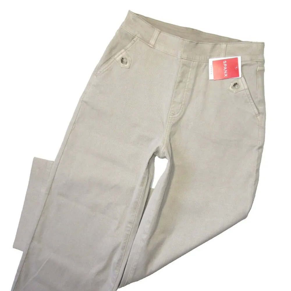 NWT SPANX 20312R Stretch Twill Cropped Wide Leg in Bone Beige Khaki Pants 2X - Image 2