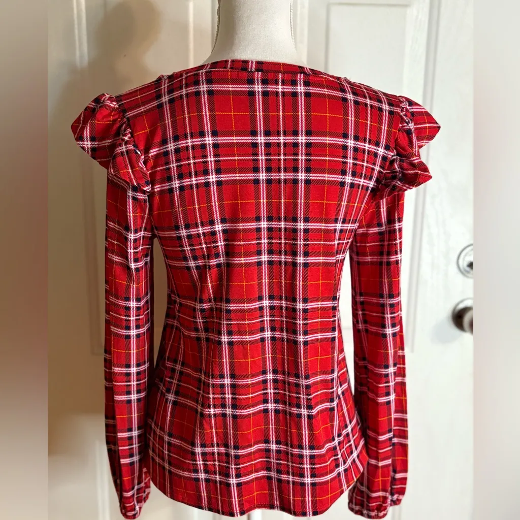 Crown & Ivy Red Flutter Sleeve Blouse lightweight Top size Small - Image 4
