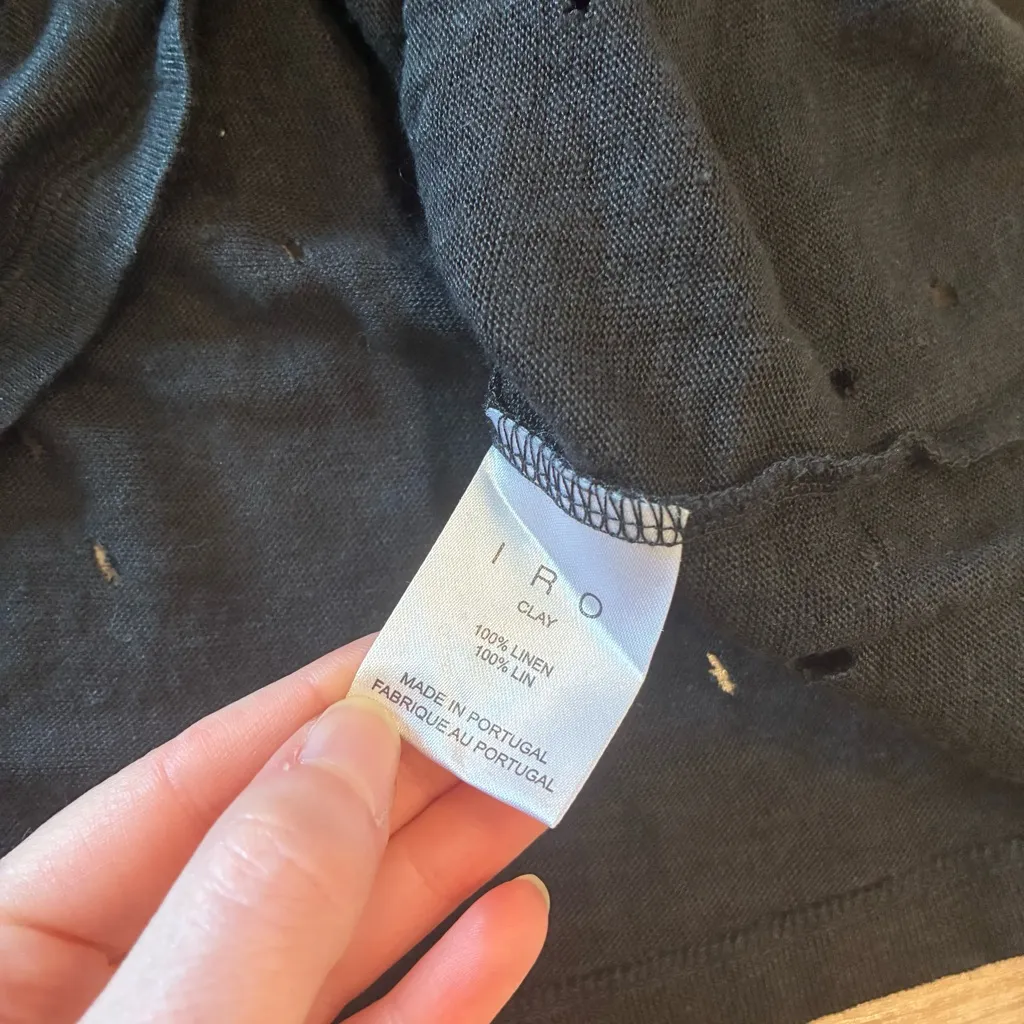 IRO  Women’s Clay Destroyed Linen Short Sleeve Tshirt Size S - Image 8