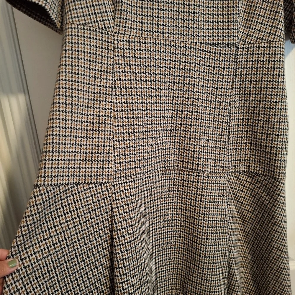 Calvin Klein Size 14 Black and White Houndstooth Dress - Image 6