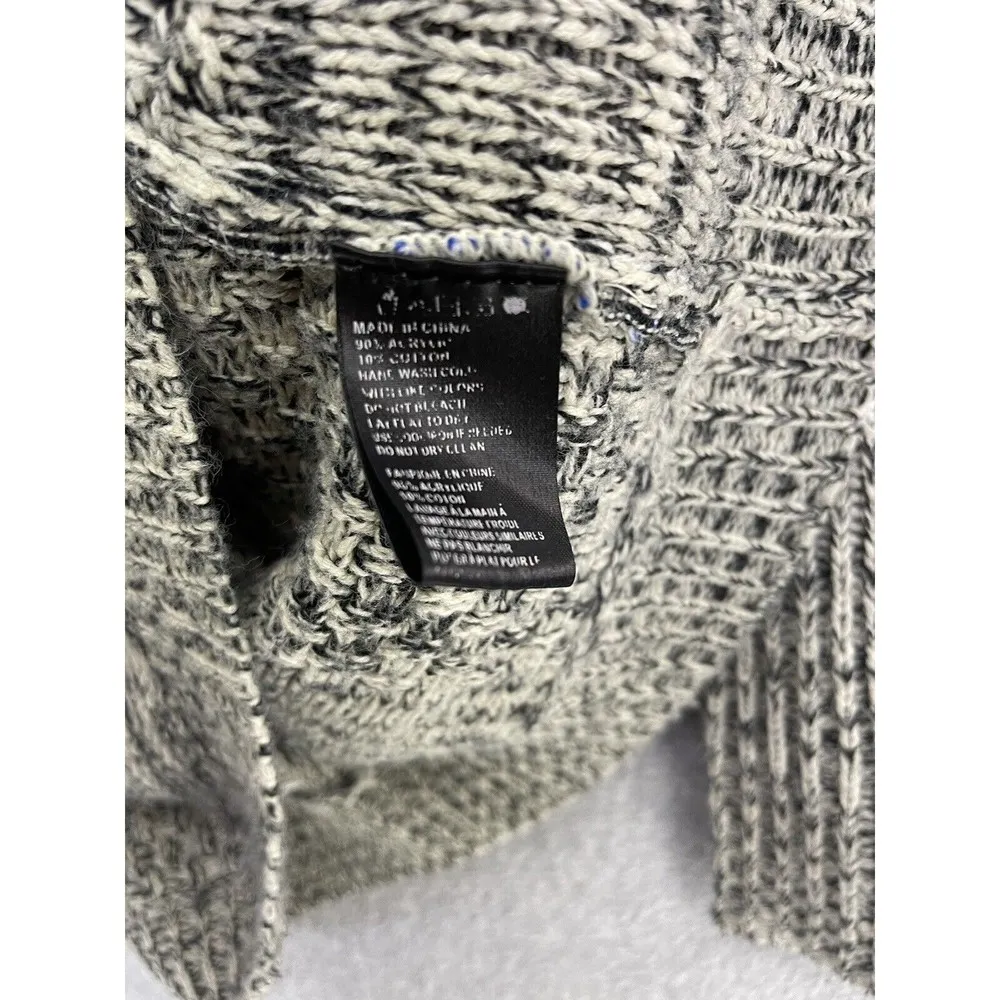 Paper Crane Women's Sweater VNeck Knit Size Medium Gray Marled White Embroidered - Image 4