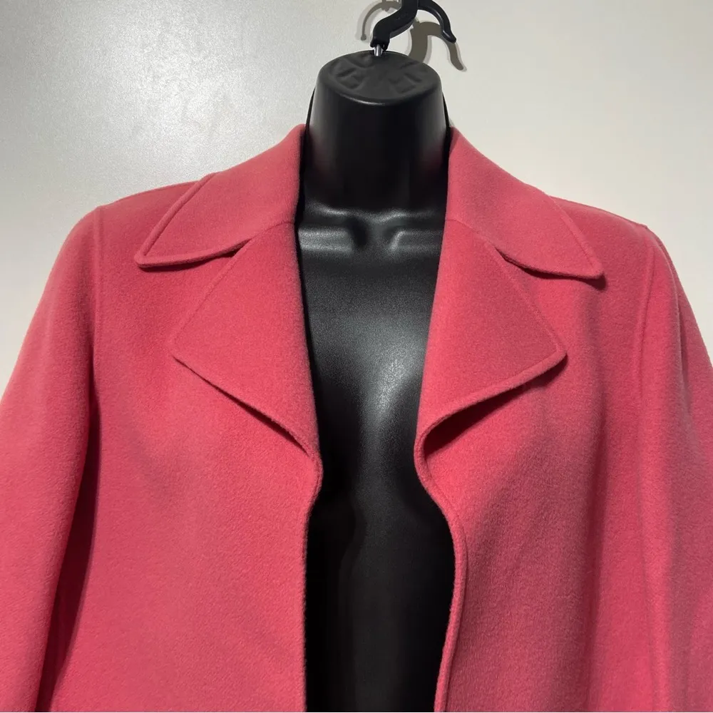 Pink Boiled Wool Open Front Blazer Size 10 Petite Slip Pockets - Image 3