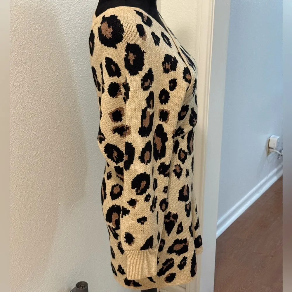 Petal Roz Leopard Print Criss Cross Sweater Dress - Image 2
